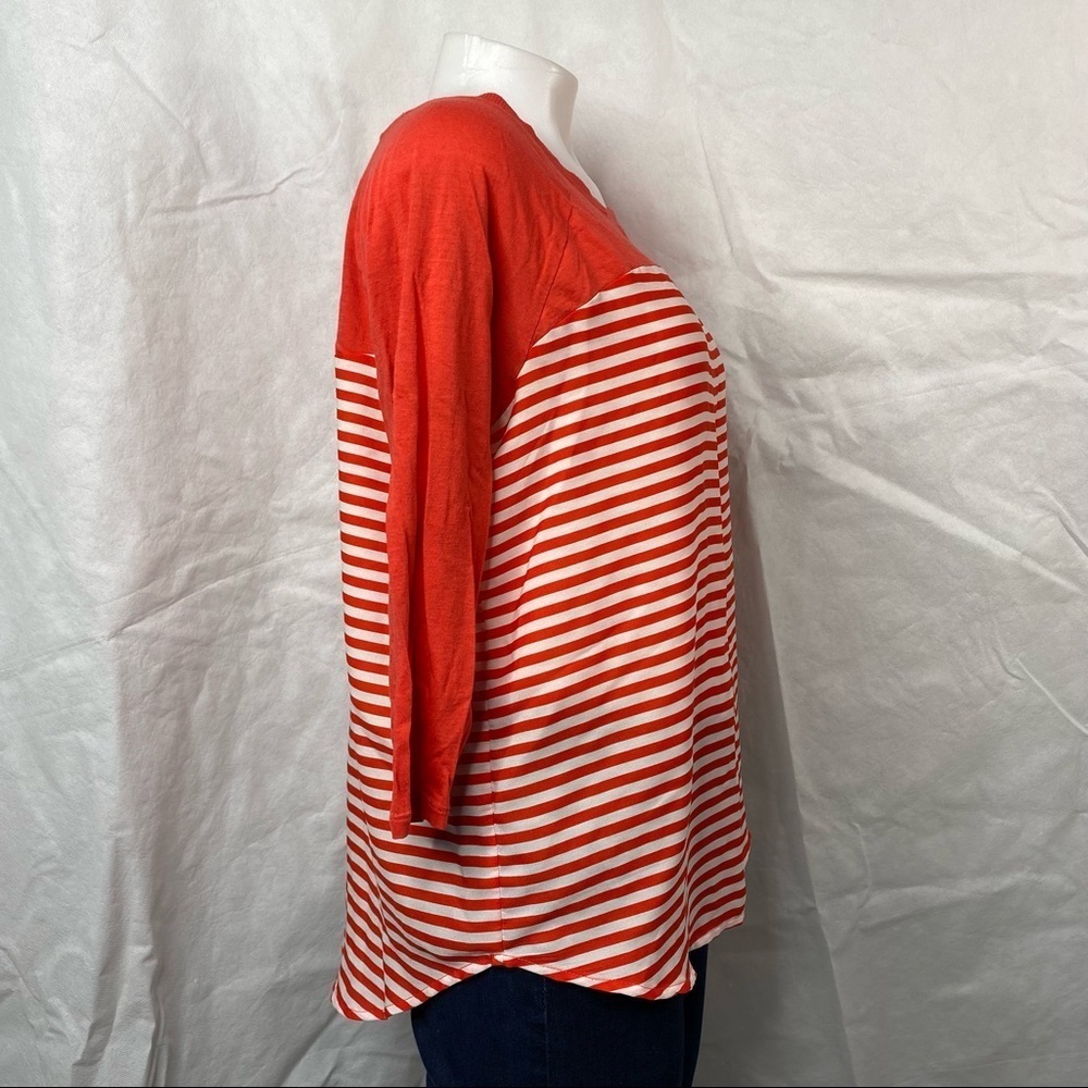 Express Coral Striped Top 3/4 Sleeve Top - Picture 7 of 10